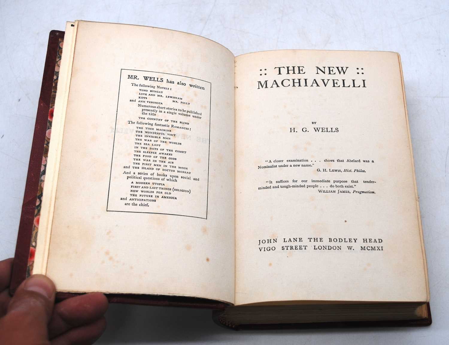 Wells, Herbert George: The New Machiavelli, 1st edition, John Lane, The Bodley Head, Vigo Street, - Image 3 of 10