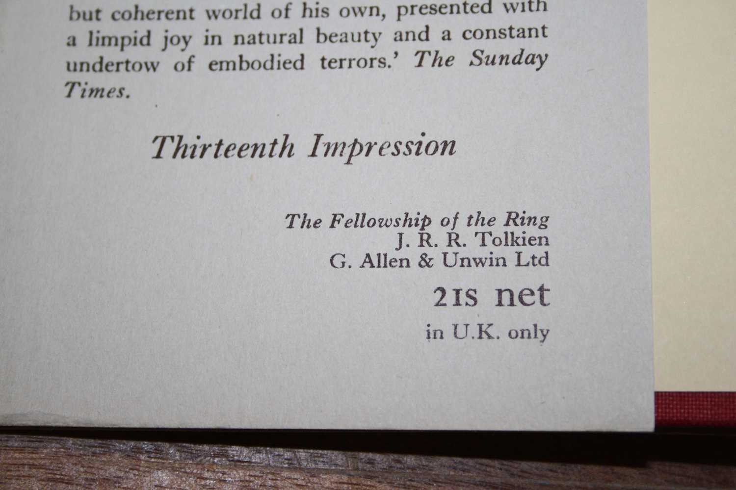 J.R.R.: The Lord Of The Rings, 3 Vols, Fellowship Of The Ring, Thirteenth Impression, George Allen - Image 21 of 29