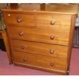 A Victorian mahogany round cornered chest of drawers, width 114cm