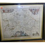 Apud Joannen Jan Bonium - engraved county map of Buckinghamshire, later hand coloured 41x51cm