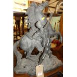 After Coustou - a large patinated spelter figure of a Marley horse (some losses and damages), height