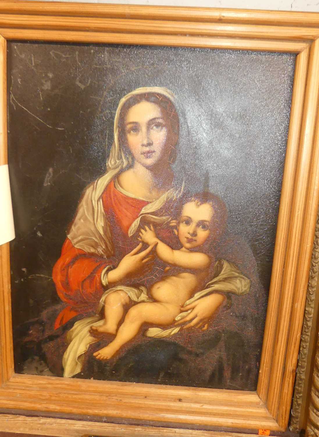 After Marillo - Madonna & Child, oil on tin, 37x29cm