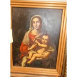 After Marillo - Madonna & Child, oil on tin, 37x29cm