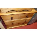 A Victorian pine low chest of drawers, width 89cm