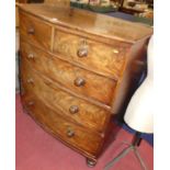 A mid-19th century mahogany bow front chest of drawers, width 107cm