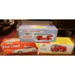 Mixed diecast and plastic models to include a foreign made 3.8 litre Jaguar Fire Chief car, a