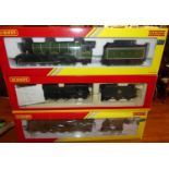 Three boxed Hornby 00 gauge locomotives, to include a Cock of the North class P2 locomotive and