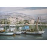Spartaco Lombardo (b.1958) - Porto di Mare, oil on canvas, signed and dated '88 lower left, 50 x
