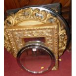 Sundry wall mirrors including; floral gilt examples, circular convex mirror, ebonised picture