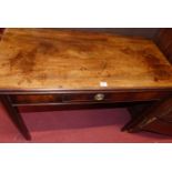An early 19th century mahogany fold over card table, width 94cm