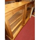 A pair of modern pine dwarf freestanding open bookshelves, width 76cmSee extra photos