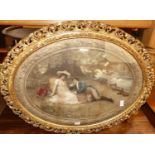 Sheridan Knowles - Courtship scene, lithograph, framed as an oval in gilt composition swept frame,