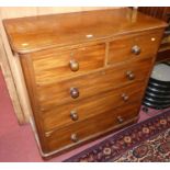 A Victorian mahogany round cornered chest of drawers, width 101cm