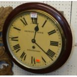 A Victorian mahogany circular wall clock, the painted dial signed Swinden & Sons, Birmingham, dia.