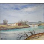 Gérard Gouvrant (b.1946) - Le Pont du Village, oil on canvas, signed lower left, 46 x 55cm