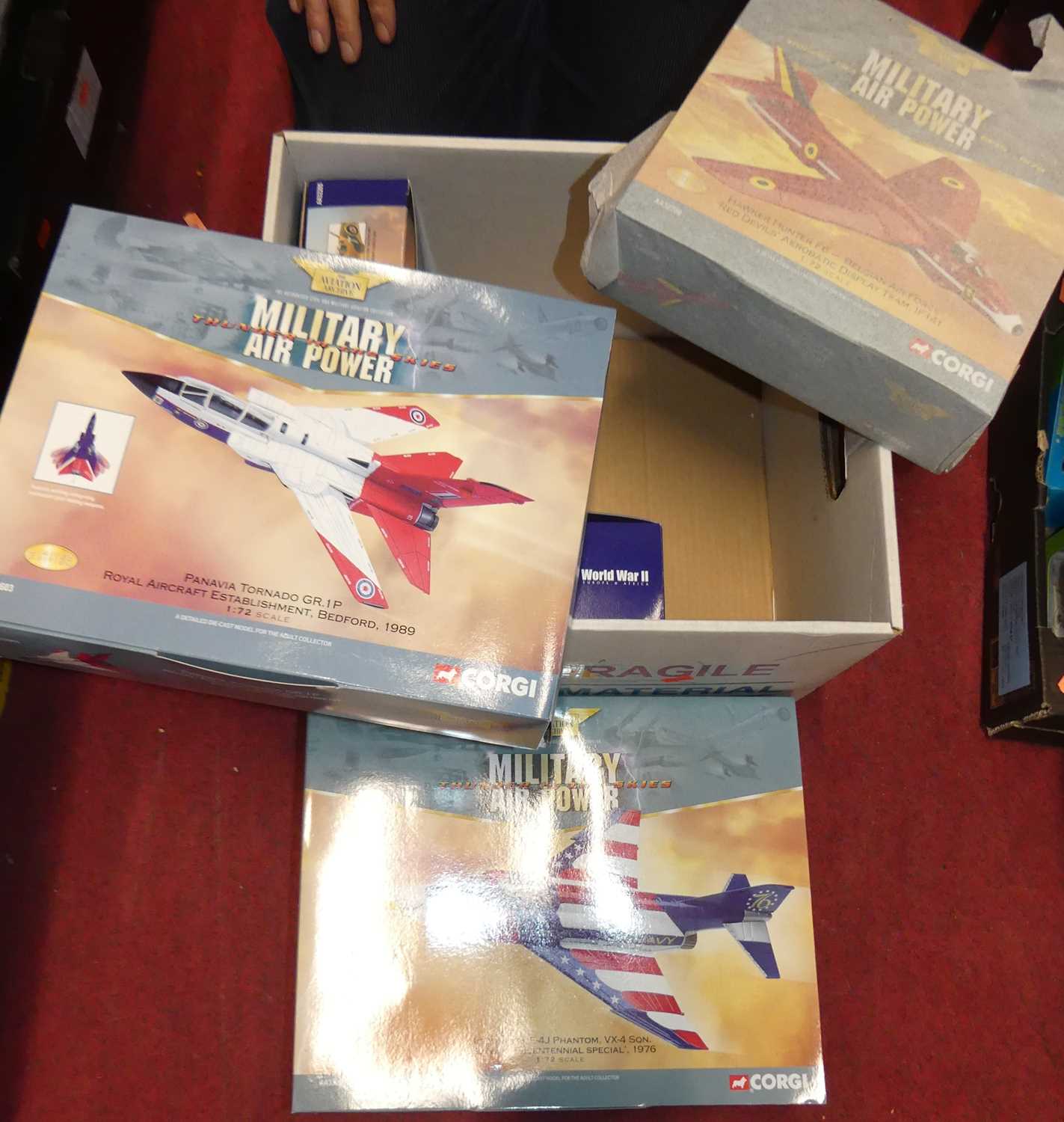 A box of modern release Corgi Aviation Archive military aircraft, to include a limited edition Royal