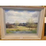 Frank Ormerod - Water Meadows, Stanford Dingley, oil on artists board, signed lower left, 30x40cm