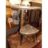 A 19th century rustic stained pine and oak based circular pedestal occasional table, dia. 53.5cm,