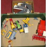 A tray of mixed Britains farm related, combine harvestors, tractors and agricultural equipment to