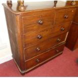 A Victorian mahogany round cornered chest of drawers, width 115cm