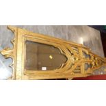 A 19th century Gothic revival gilt wood wall mirror, in the ecclesiastical taste, 145 x