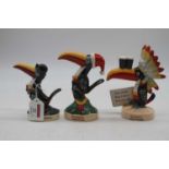 A collection of three Royal Doulton limited edition Guinness toucansThe miner's pickaxe is loose,