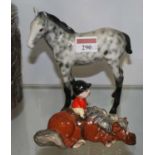 A Beswick model of a dapple-grey foal; together with one other with huntsman up (2)