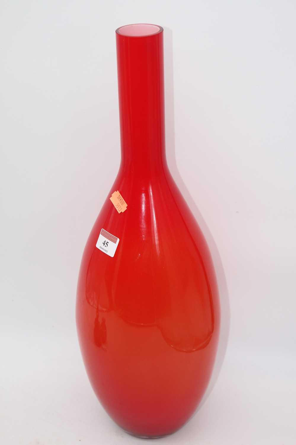 A large orange tinted art glass bottle vase, height 51cm - Image 2 of 2