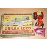 Ubilda Loco boxed set; together with a tinplate tractor and a small tinplate keywind duck (3)