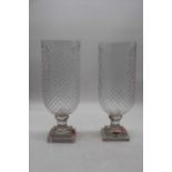 A pair of modern cut glass storm lamps, height 40cmIn good order.