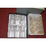 A box set of 6 Italian Royal Rock Crystal wine hocks, together with various other glassware