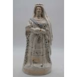 A large Edwardian Staffordshire figure of Queen Victoria, height 41cm