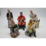 A collection of five Royal Doulton figures to include The Auctioneer, The Wayfarer, Thanks Doc!, The