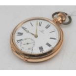 An early 20th century Omega gent's gold plated cased manual wind pocket watch, having enamelled dial
