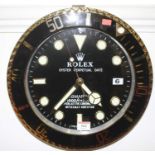 A Submariner style quartz wall clock, dia.34cm