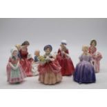 A collection of six various Royal Doulton figurines, to include Bo Peep, Lavinia, and Tootles