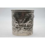 A continental white metal and embossed jar and cover, 20th century, h.15cmWeight approx 32g