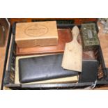 A small collection of miscellaneous items to include glass photographic slides, pair of butter pats,