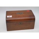 An early 20th century mahogany dome topped tea caddy, width 19cm