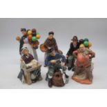 A collection of six Royal Doulton figures to include Falstaff, The Lobsterman, Balloon Man, The