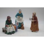 A collection of three Royal Doulton figures to include The Favourite, Silken Ribbons, and Teatime