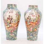 A pair of Masons " Boy at the door" Patent Ironstone Japan pattern vases, h.31cmNo apparent chips,