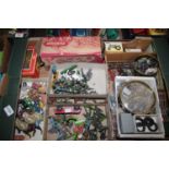 Assorted Britains leads; together with various plastic figures, miniature tractors etc