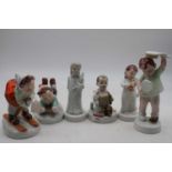 A matched set of six Royal Dux child figures, to include sledger and skier, the largest h.19cm