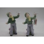 A pair of Royal Worcester figurines Boys & Girls Come Out to Play flight by Glenys Devereaux, height