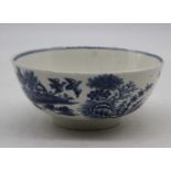 A Worcester porcelain footed slop bowl, blue and white printed in the Fence pattern, circa 1770,