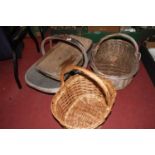 Two wicker baskets and two trugs (4)