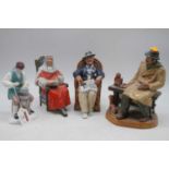 A collection of four Royal Doulton figures to include The Silversmith of Williamsburg, Lunchtime,