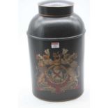 A reproduction toleware tea canister, height 44cm