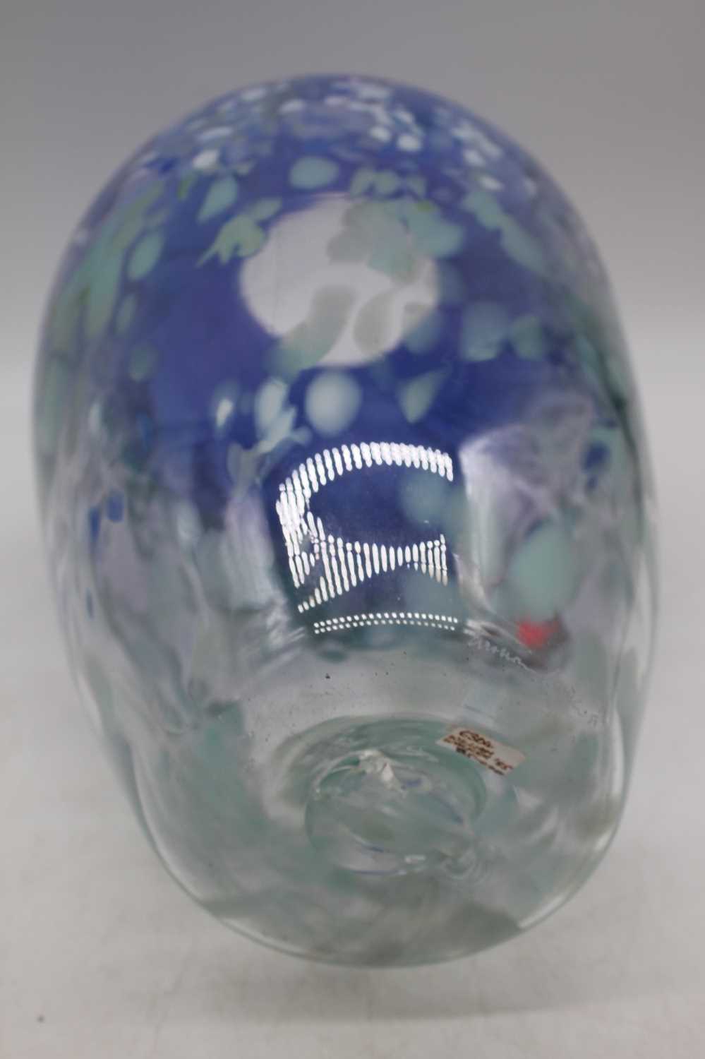 A large vintage studio glass blue tinted art glass vase by signed William Walker of baluster form, - Image 3 of 5